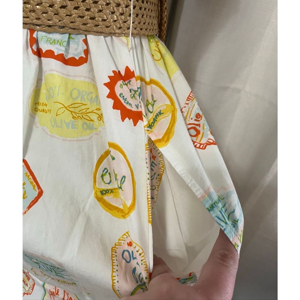 Cynthia Rowley White Maxi Sundress with Colorful Print and Woven Belt Sz Large - Picture 10 of 12